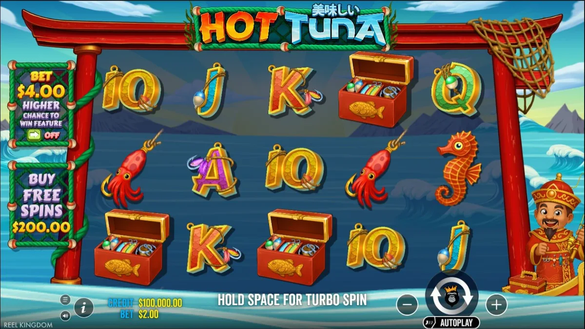 Tampilan visual slot Hot Tuna dengan tema memancing dan estetika Asia